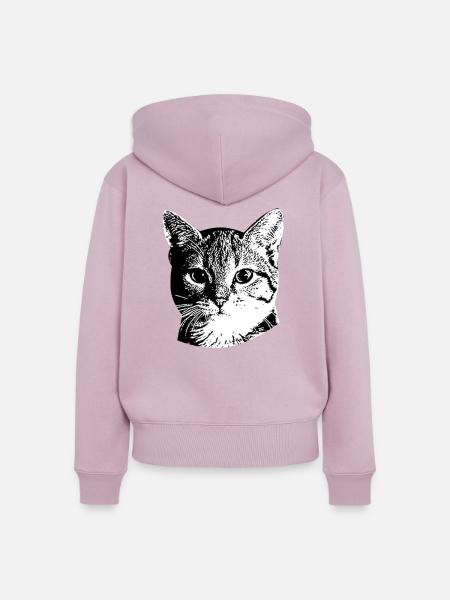 Süßes Katzengesicht - Frauen Premium Bio Zip Hoodie - Altrosa