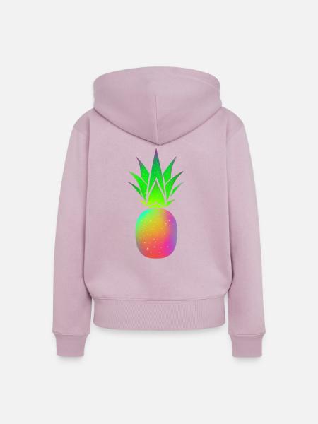 Ananas Regenbogen Essen Frucht - Frauen Premium Bio Zip Hoodie - Altrosa