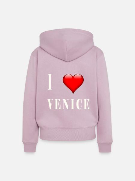 I Love Venice - Frauen Premium Bio Zip Hoodie - Altrosa