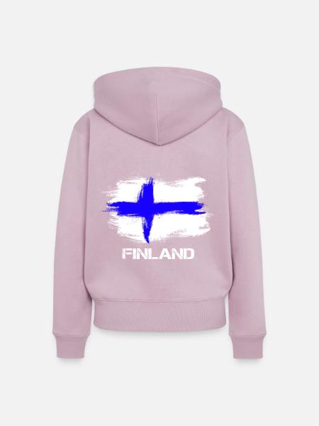 Finland Suomi Flagge - Frauen Premium Bio Zip Hoodie - Altrosa