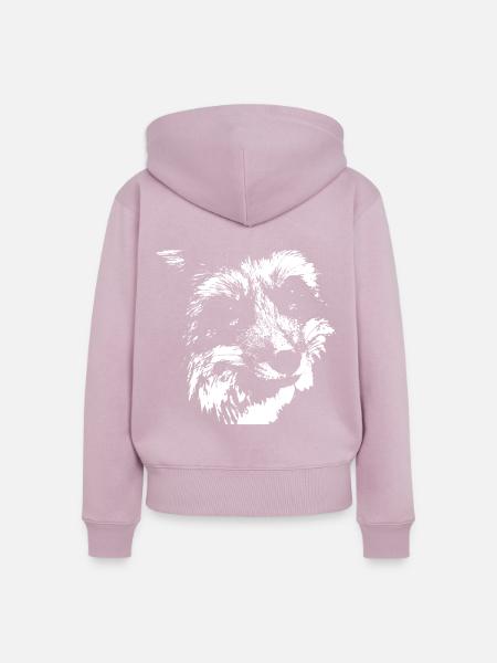 Fuchs schwarz und weiß - Frauen Premium Bio Zip Hoodie - Altrosa