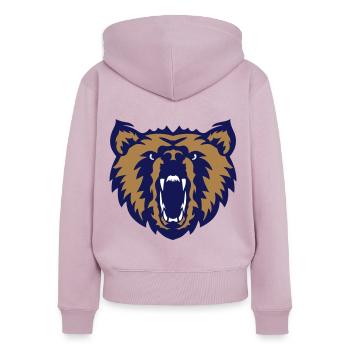 Bärengesicht Club Logo - Frauen Premium Bio Zip Hoodie - Altrosa - Hinten - Julia (174cm)