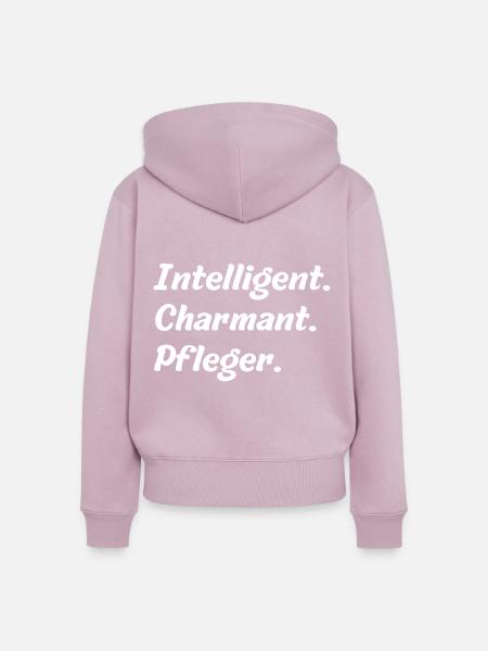 Intelligent. Charmant. Pfleger - Frauen Premium Bio Zip Hoodie - Altrosa
