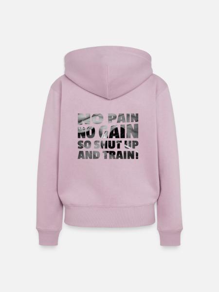No Pain No Gain - Frauen Premium Bio Zip Hoodie - Altrosa