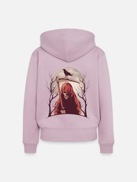 Halloween Sensenmann Rabe Mond - Frauen Premium Bio Zip Hoodie - Altrosa
