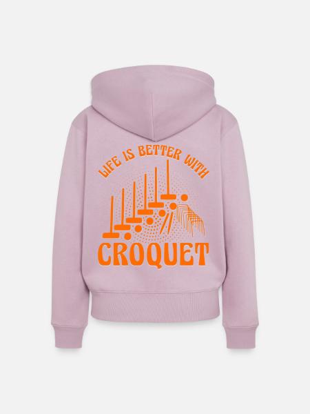 Life is better with Croquet - Frauen Premium Bio Zip Hoodie - Altrosa