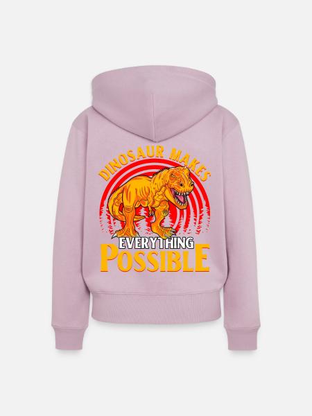 Dinosaur makes everything possible - Frauen Premium Bio Zip Hoodie - Altrosa