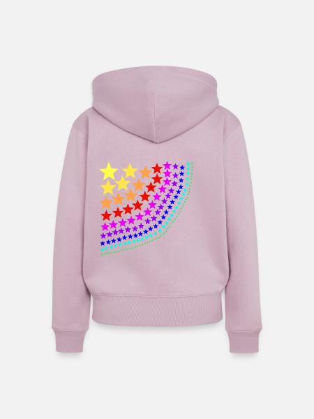 Sterne bunt Regenbogen Geschenkidee - Frauen Premium Bio Zip Hoodie - Altrosa