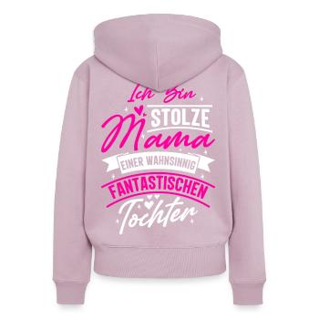 Ich bin stolze Mama einer wahnsinnig fantastisc... - Frauen Premium Bio Zip Hoodie - Altrosa - Hinten - Julia (174cm)