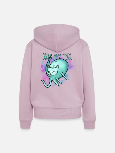 Kiss My Ass Cat - Frauen Premium Bio Zip Hoodie - Altrosa