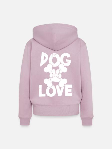 Hundeliebe-Hundespruch - Frauen Premium Bio Zip Hoodie - Altrosa