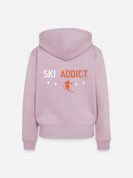 Ski-süchtig - Frauen Premium Bio Zip Hoodie - Altrosa
