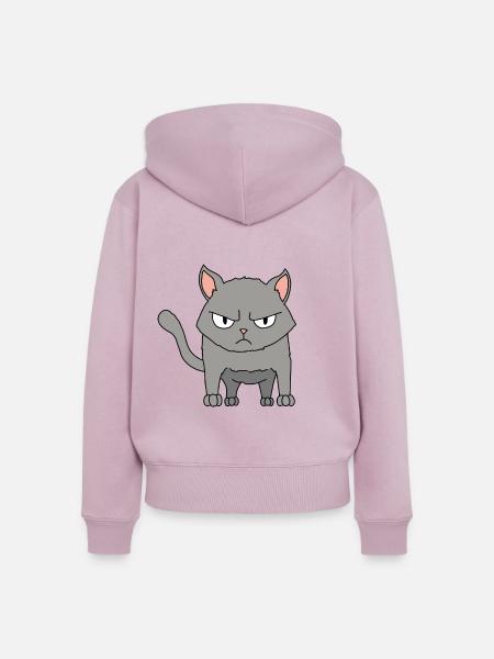 Katze wütend - Frauen Premium Bio Zip Hoodie - Altrosa