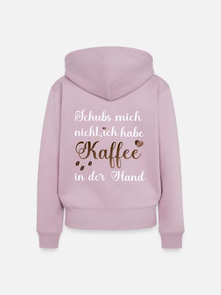 Schubs nicht Kaffee Büro Arbeit - Frauen Premium Bio Zip Hoodie - Altrosa