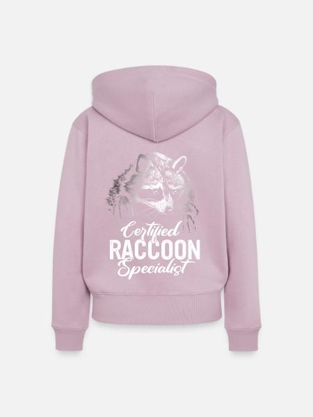 Waschbär - Frauen Premium Bio Zip Hoodie - Altrosa