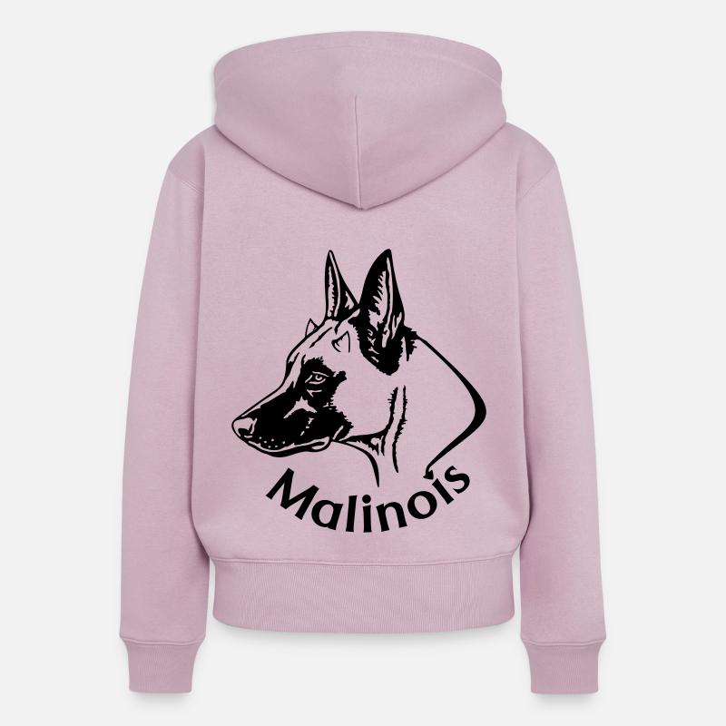 Malinois Devil - Women's Premium Organic Zip Hoodie - dusky pink