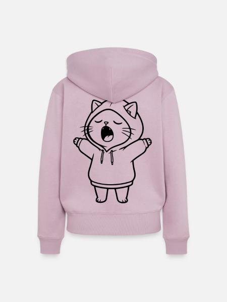 Katze - Frauen Premium Bio Zip Hoodie - Altrosa