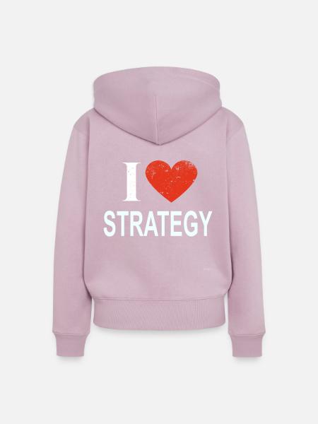 Ich liebe Strategie - Frauen Premium Bio Zip Hoodie - Altrosa