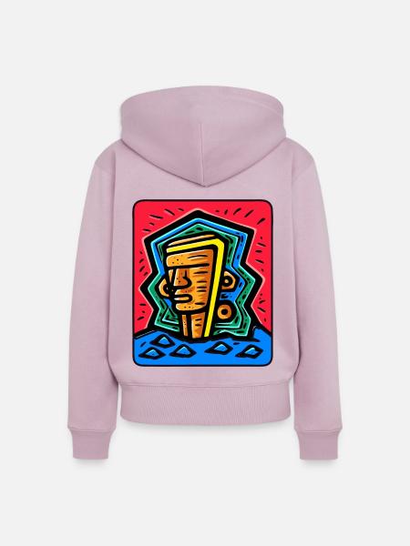 Abstrakte buntes Tiki - Frauen Premium Bio Zip Hoodie - Altrosa