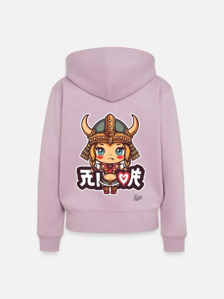 süßes chibi Barbaren Wikinger Mädchen - Frauen Premium Bio Zip Hoodie - Altrosa