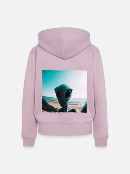 Alien Beach Selfie - Frauen Premium Bio Zip Hoodie - Altrosa
