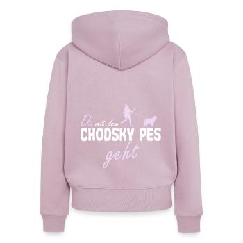 Chodsky Pes Böhmischer Schäferhund Lustiger Spruch - Frauen Premium Bio Zip Hoodie - Altrosa - Hinten - Julia (174cm)