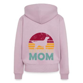 Retriever à revêtement plat Mama - Sweat à capuche zippé Premium bio Femme - rose poudré - Dos - Julia (174cm)