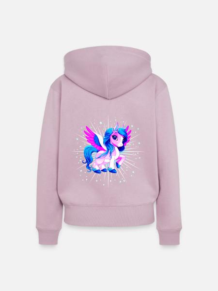Einhorn Pink Pegasus - Frauen Premium Bio Zip Hoodie - Altrosa