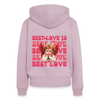 Valentinstag Amor Selbstliebe - Frauen Premium Bio Zip Hoodie - Altrosa - Hinten - Julia (174cm)