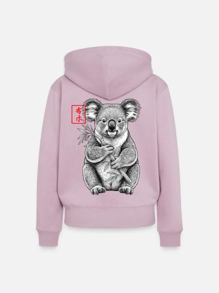 Koala Asiatisch - Frauen Premium Bio Zip Hoodie - Altrosa