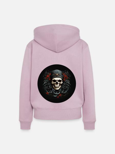 Dekorativer Schädel mit Schlangen - Frauen Premium Bio Zip Hoodie - Altrosa