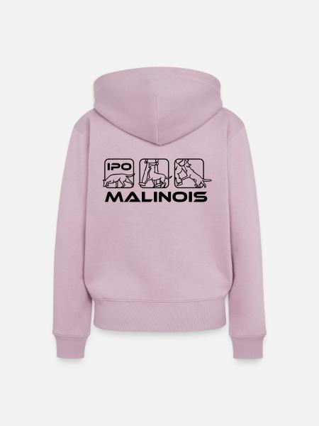 560 Malinois IPO schwarz - Frauen Premium Bio Zip Hoodie - Altrosa