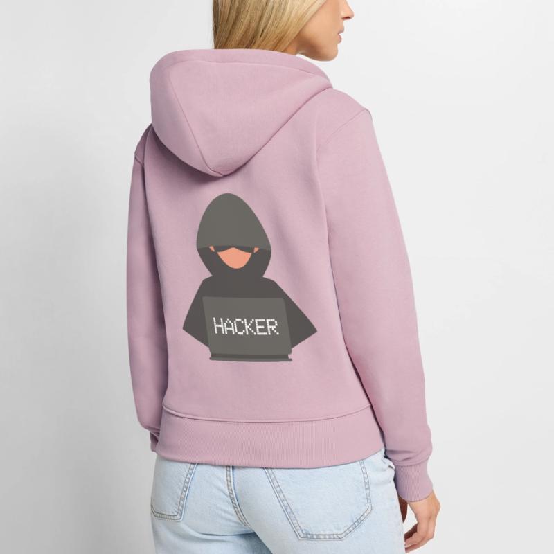 Hacker Coder Programmierer Entwickler Black Hat Frauen Premium Bio Zip Hoodie