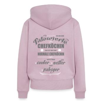 Chefköchin mit Tattoos. Tätowierte Köchin. - Frauen Premium Bio Zip Hoodie - Altrosa - Hinten - Julia (174cm)