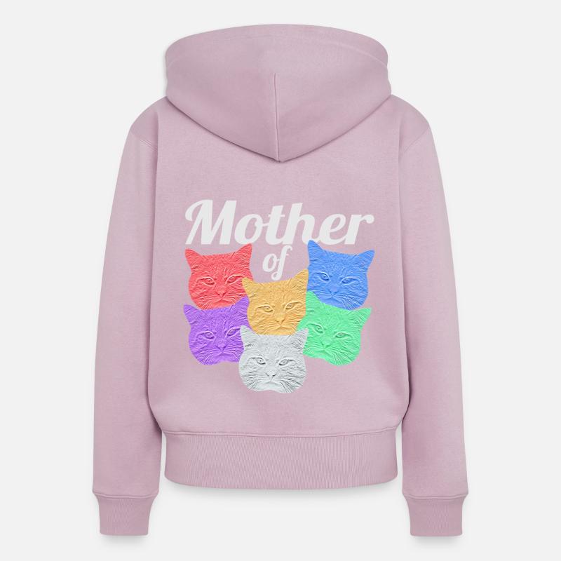 Katzenmutter: Mère des chats - Sweat à capuche zippé Premium bio Femme - rose poudré