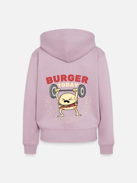 Burger Heute Fitnessstudio Morgen - Frauen Premium Bio Zip Hoodie - Altrosa