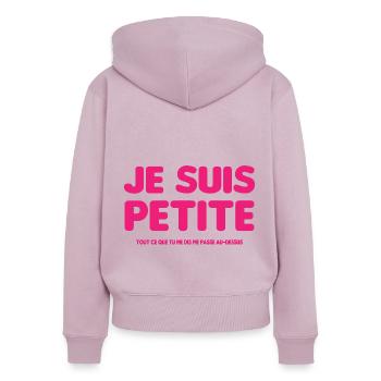 Je suis petite - Sweat à capuche zippé Premium bio Femme - rose poudré - Dos - Julia (174cm)