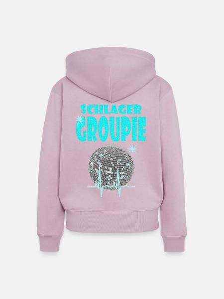 SCHLAGERGROUPIE türkis - Frauen Premium Bio Zip Hoodie - Altrosa