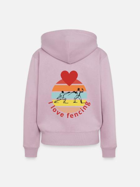 I love fencing - Frauen Premium Bio Zip Hoodie - Altrosa