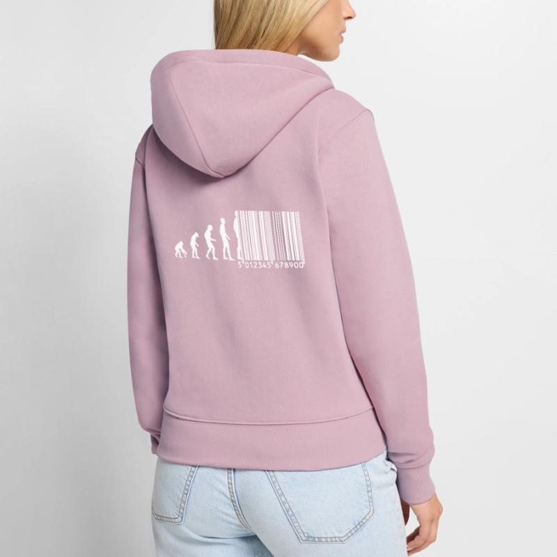 Code à barres Evolution Sweat à capuche zippé Premium bio Femme