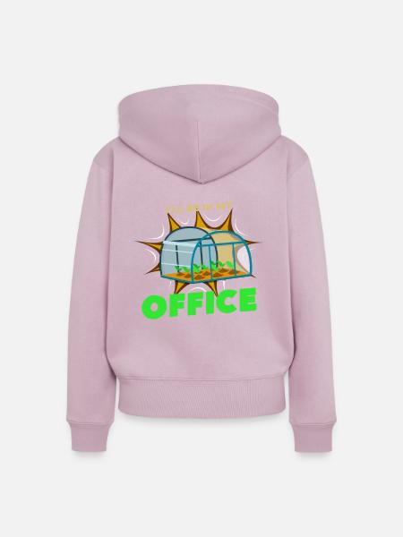 Ich bin im Büro - Frauen Premium Bio Zip Hoodie - Altrosa