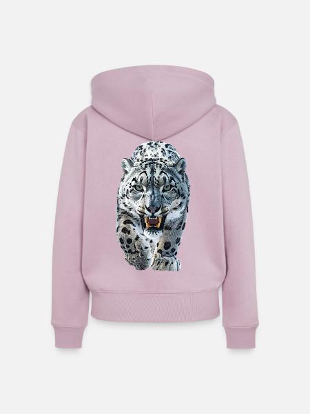 Schneeleopard - Frauen Premium Bio Zip Hoodie - Altrosa