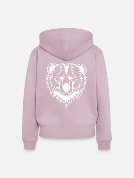 Braunbär Silhouette - Frauen Premium Bio Zip Hoodie - Altrosa