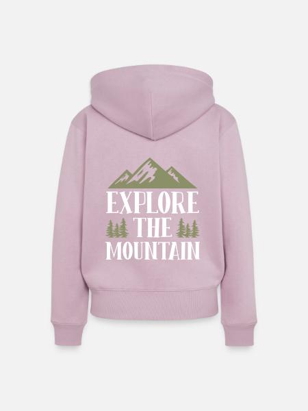 Berge Erkunden Spruch Mountains - Frauen Premium Bio Zip Hoodie - Altrosa