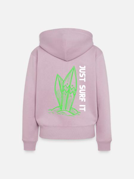 Surfbrett Surfing - Frauen Premium Bio Zip Hoodie - Altrosa