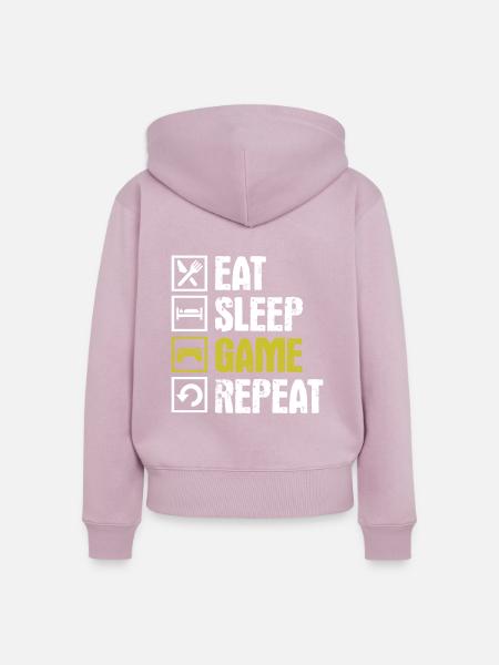 eat sleep game repeat - Frauen Premium Bio Zip Hoodie - Altrosa