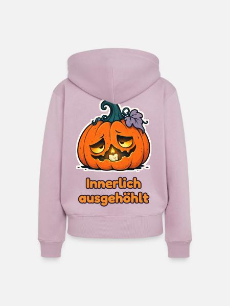 Innerlich ausgehöhlt – Müde Kürbislaterne - Frauen Premium Bio Zip Hoodie - Altrosa