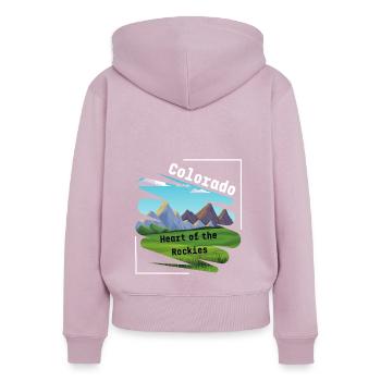 Colorado - Heart of the Rockies - Frauen Premium Bio Zip Hoodie - Altrosa - Hinten - Julia (174cm)