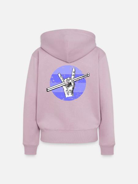 Schlagzeuger Drumstick - Frauen Premium Bio Zip Hoodie - Altrosa