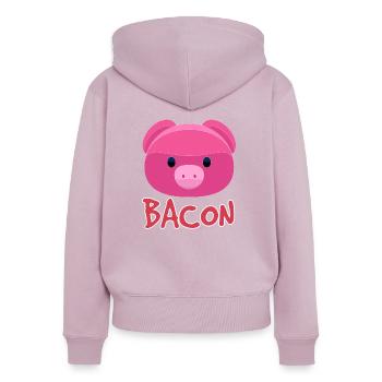 Bacon Schwein - Frauen Premium Bio Zip Hoodie - Altrosa - Hinten - Julia (174cm)